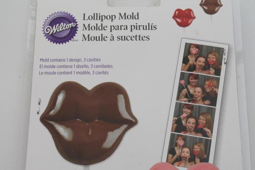 photo of Wilton hot lips lollipop molds, new       plastic mold lot for candy making, chocolate #4