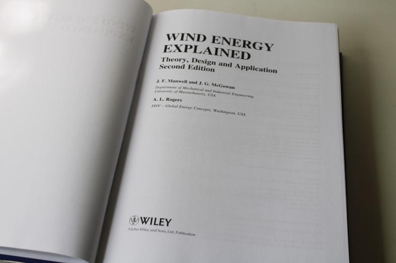 photo of Wind Energy Explained 2nd edition textbook 2010 Wiley technical engineering reference #5