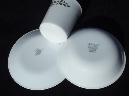 photo of Winter Holly Corelle dishes setfor 8, Christmas mugs, bowls, plates #4