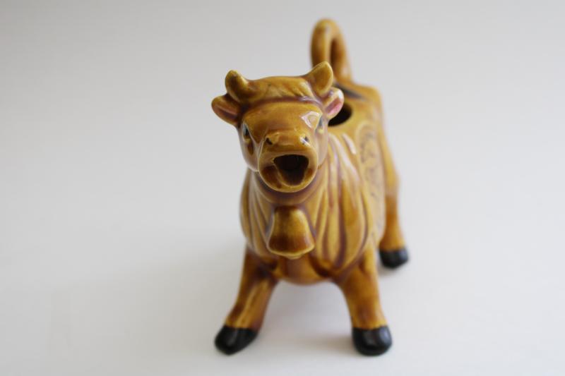 photo of Wisconsin America's Dairyland vintage souvenir cow creamer made in Japan cow cream pitcher #4