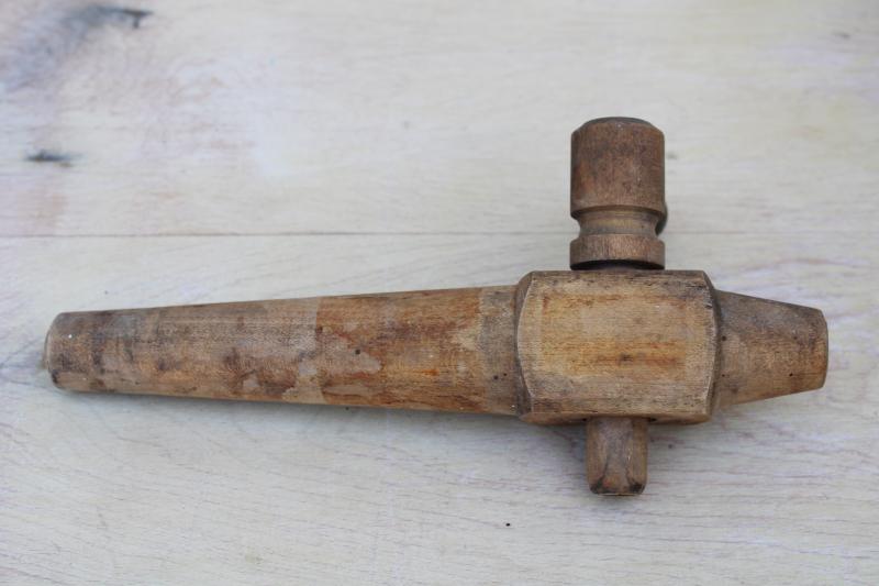 photo of Wisconsin primitive vintage wood barrel or beer keg tap, spigot for wooden barrels #2