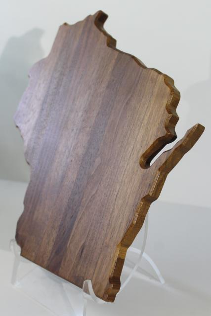 photo of Wisconsin shape handcrafted walnut wood cheese board serving tray, home state or souvenir #2