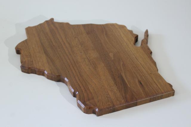 photo of Wisconsin shape handcrafted walnut wood cheese board serving tray, home state or souvenir #6