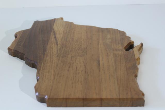 photo of Wisconsin shape handcrafted walnut wood cheese board serving tray, home state or souvenir #6