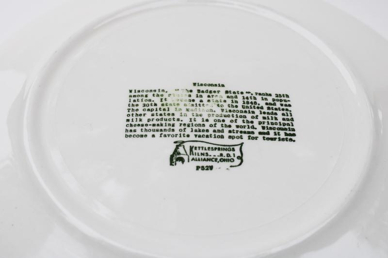 photo of Wisconsin souvenir plate green & white print map, tourist vacation spots #7