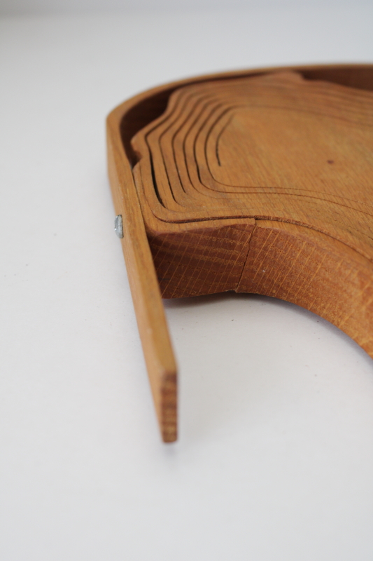 photo of Wisconsin state shape handmade wood board basket, rustic north woods souvenir  #3