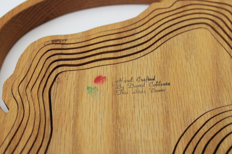 photo of Wisconsin state shape handmade wood board basket, rustic north woods souvenir  #5