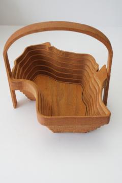 catalog photo of Wisconsin state shape handmade wood board basket, rustic north woods souvenir 