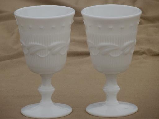 photo of Wistar / Betsy Ross Fostoria milk glass goblet wine glasses & candy dish #2