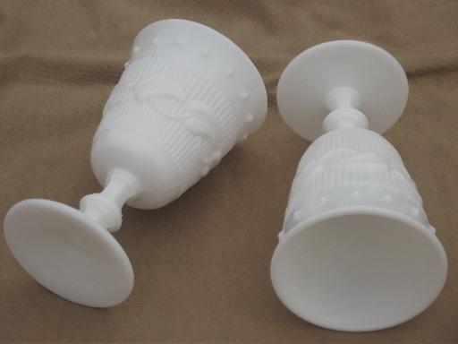 photo of Wistar / Betsy Ross Fostoria milk glass goblet wine glasses & candy dish #3