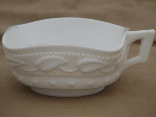 photo of Wistar / Betsy Ross Fostoria milk glass goblet wine glasses & candy dish #4