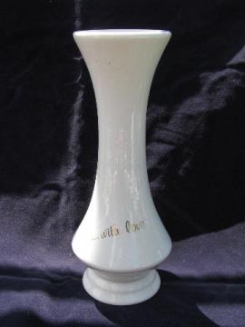 catalog photo of 'With Love' motto, vintage Haeger pottery vase for Valentine's Day