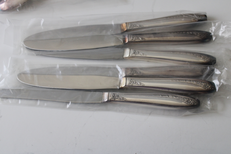 photo of Wm Rogers International silver plate flatware 1950s vintage mint in box set Queen Mary Starlight #2