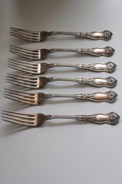 catalog photo of Wm Rogers orange blossom pattern dinner forks circa 1910, antique silver plated flatware