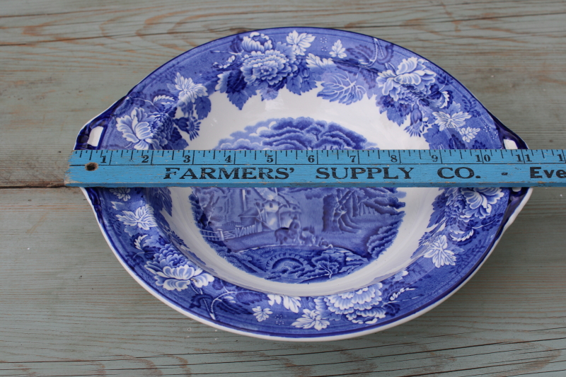 photo of Wood & Sons English Scenery print vintage blue & white transferware china compote or footed serving bowl  #9