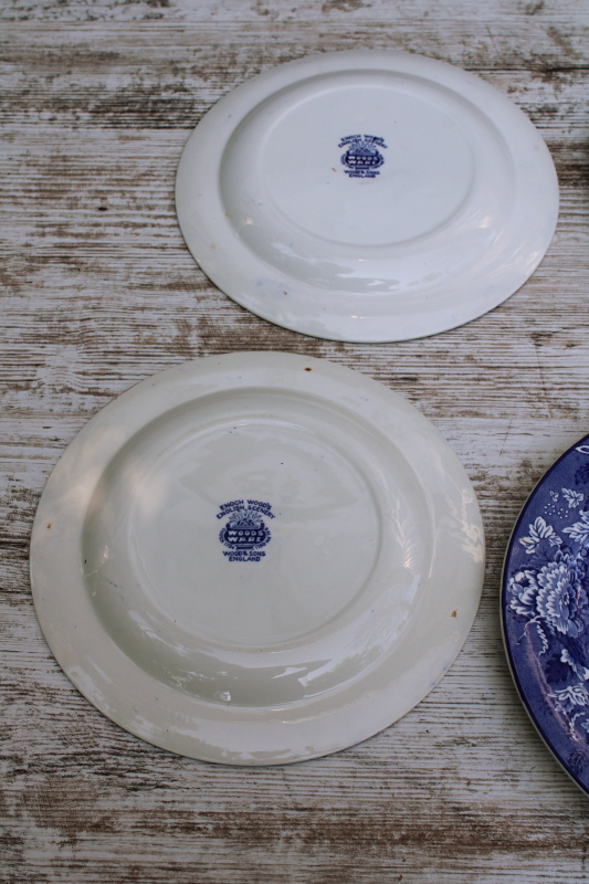photo of Wood & Sons English Scenery vintage blue & white china transferware print dishes, plates, bowls, cups & saucers for two  #2