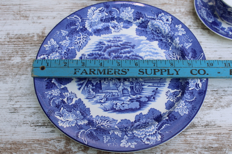 photo of Wood & Sons English Scenery vintage blue & white china transferware print dishes, plates, bowls, cups & saucers for two  #5