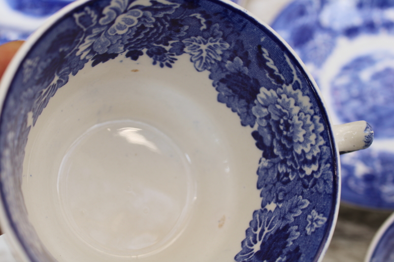 photo of Wood & Sons English Scenery vintage blue & white china transferware print dishes, plates, bowls, cups & saucers for two  #8