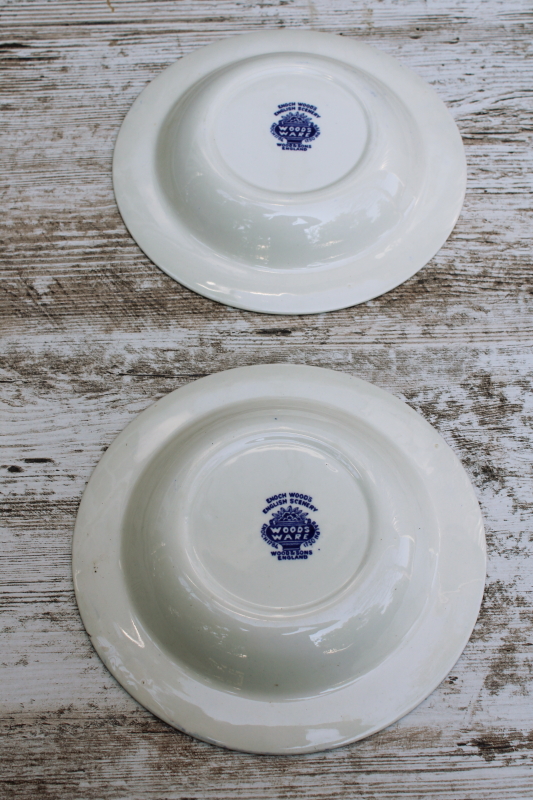 photo of Wood & Sons English Scenery vintage blue & white china transferware print dishes, plates, bowls, cups & saucers for two  #13