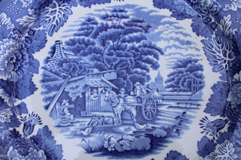 photo of Wood & Sons English Scenery vintage blue & white china transferware print dishes, plates, bowls, cups & saucers for two  #16