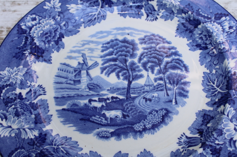 photo of Wood & Sons English Scenery vintage blue & white china transferware print dishes, plates, bowls, cups & saucers for two  #17