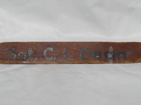 photo of World War Two vintage wood office pool desk sign painted for sergeant #1