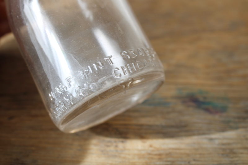 photo of Wrightwood Chicago dairy advertising vintage embossed glass half pint milk bottle  #3