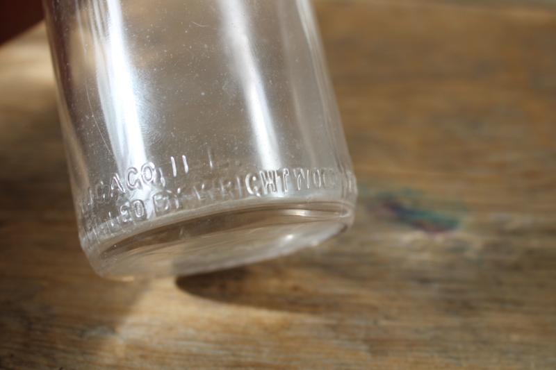 photo of Wrightwood Chicago dairy advertising vintage embossed glass half pint milk bottle  #4