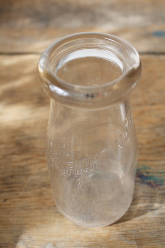 photo of Wrightwood Chicago dairy advertising vintage embossed glass half pint milk bottle  #5