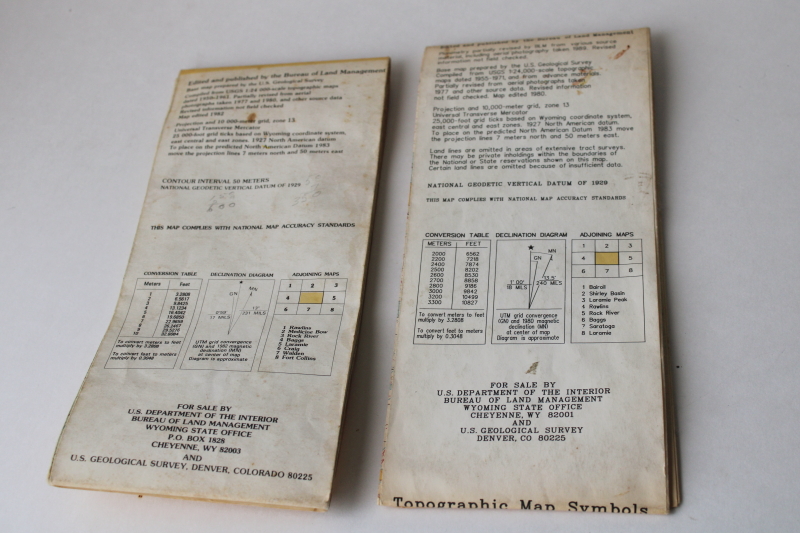 photo of Wyoming topographical maps Bureau of Land Managment BLM 90s vintage Medicine Bow & Saratoga WY #4