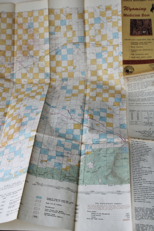 photo of Wyoming topographical maps Bureau of Land Managment BLM 90s vintage Medicine Bow & Saratoga WY #5