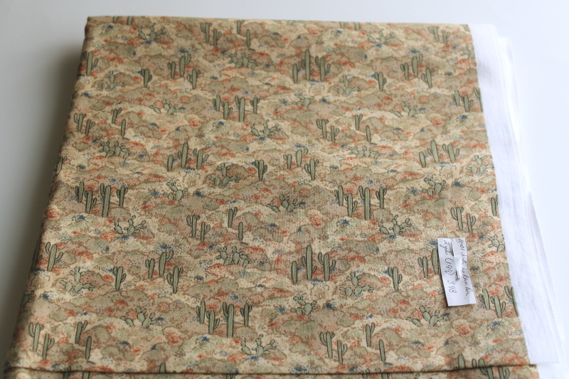 photo of Y2K vintage fabric, tiny print saguaro cactus southwest desert colors quilting cotton #1