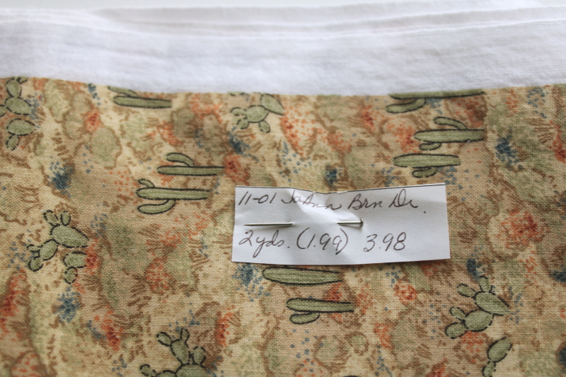 photo of Y2K vintage fabric, tiny print saguaro cactus southwest desert colors quilting cotton  #2