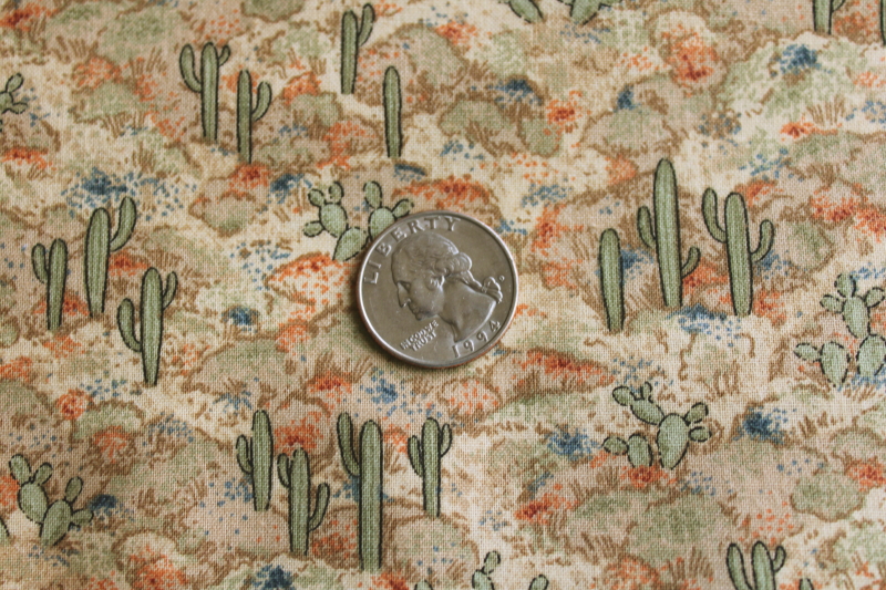 photo of Y2K vintage fabric, tiny print saguaro cactus southwest desert colors quilting cotton  #3