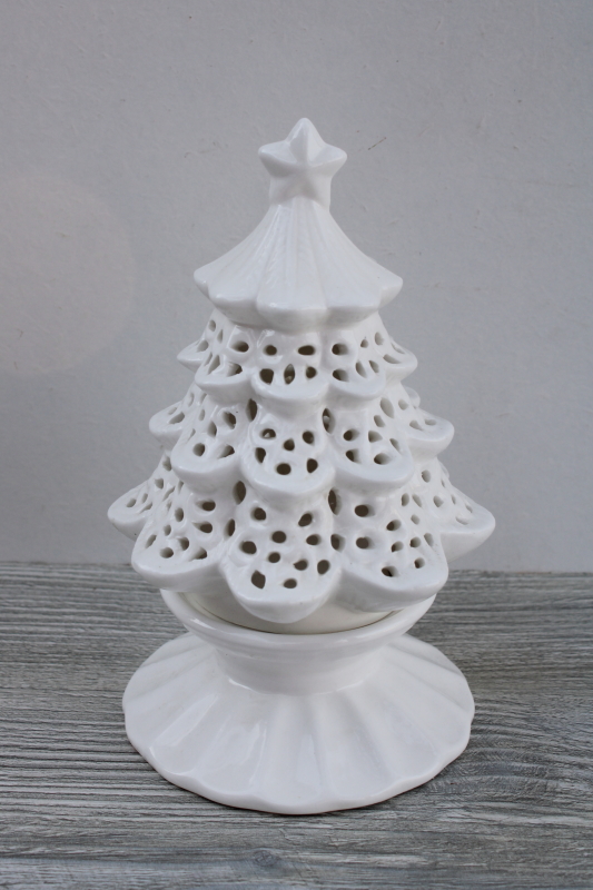 photo of Yankee Candle luminary votive holder, white ceramic Christmas tree for holiday candle #1