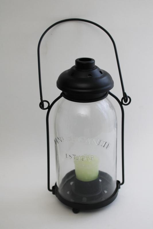 photo of Yankee Candle metal lantern w/ embossed glass shade, tea light or votive candle lamp #3