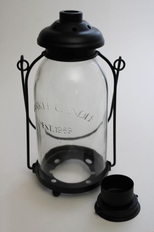 photo of Yankee Candle metal lantern w/ embossed glass shade, tea light or votive candle lamp #4