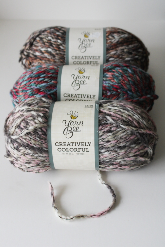 photo of Yarn Bee Creatively Colorful multicolored acrylic tweed yarn lot three balls different colors  #1