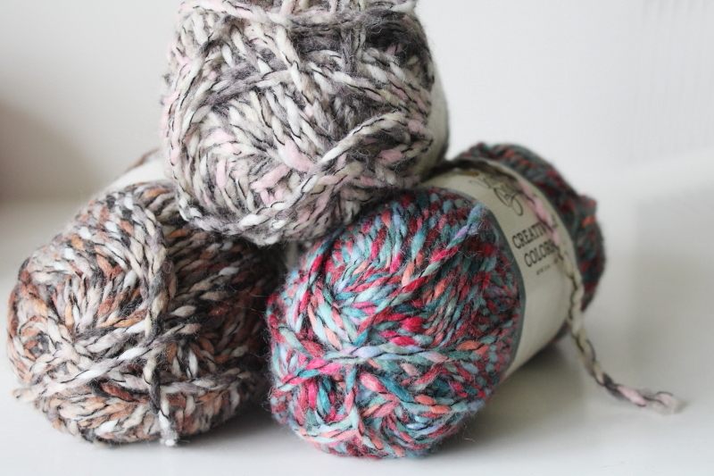 photo of Yarn Bee Creatively Colorful multicolored acrylic tweed yarn lot three balls different colors #2