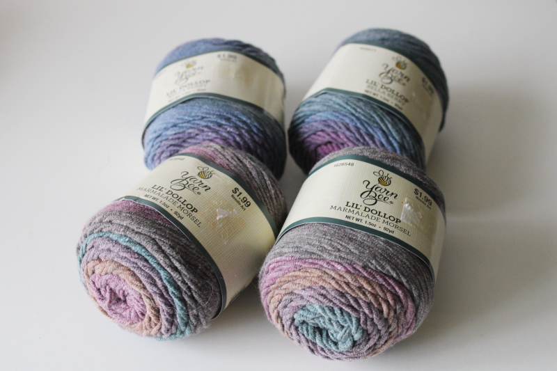 photo of Yarn Bee Lil Dollop acrylic cotton blend yarn lot Bella Berry & Marmalade shaded pink purple blue  #1