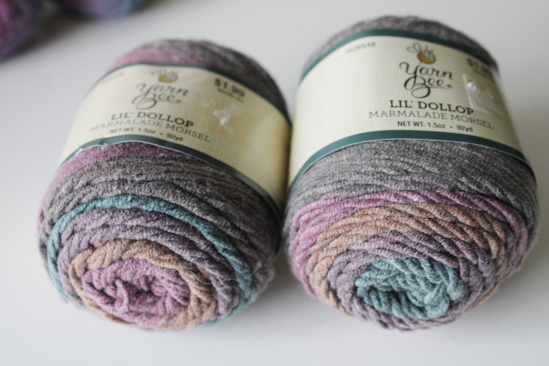 photo of Yarn Bee Lil Dollop acrylic cotton blend yarn lot Bella Berry & Marmalade shaded pink purple blue  #2