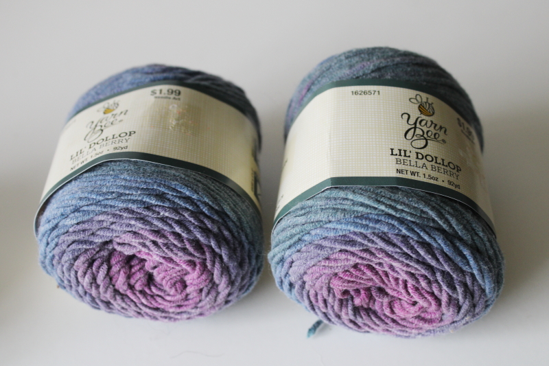 photo of Yarn Bee Lil Dollop acrylic cotton blend yarn lot Bella Berry & Marmalade shaded pink purple blue  #3
