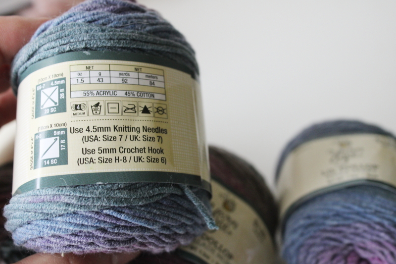 photo of Yarn Bee Lil Dollop acrylic cotton blend yarn lot Bella Berry & Marmalade shaded pink purple blue  #4