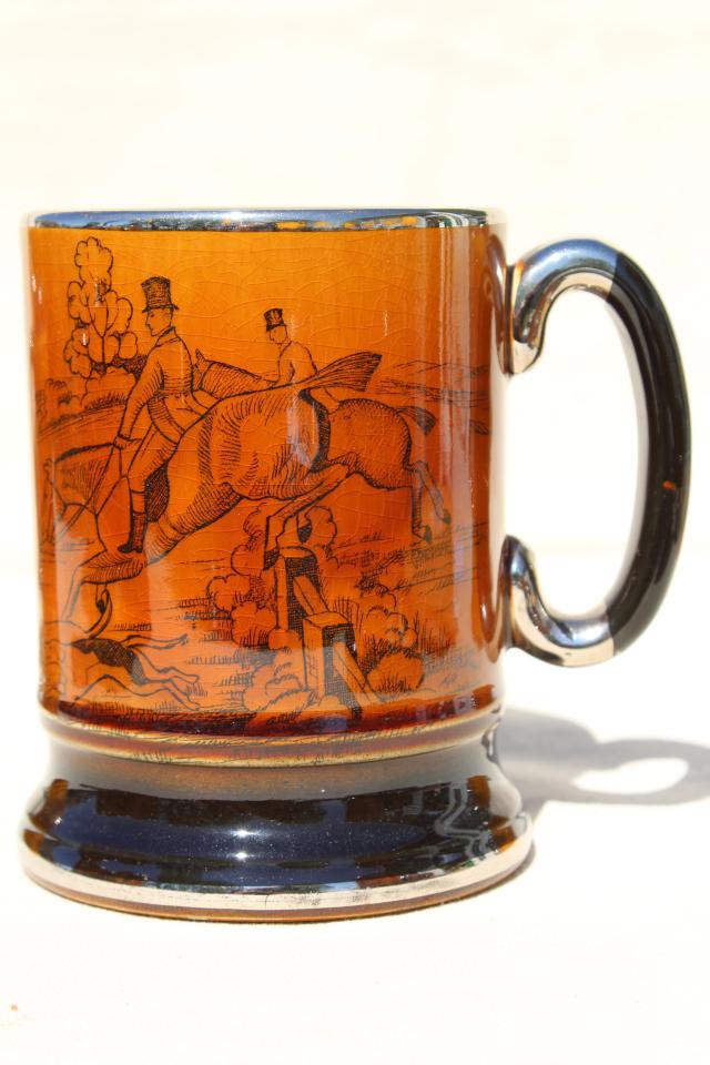 photo of Ye Olde Coaching and Hunting Days English pottery tavern mugs, beer or ale cups #15