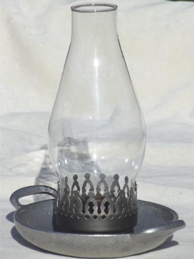 photo of York Metalcrafters armetale pewter candle lamp, candle holder w/ shade #1