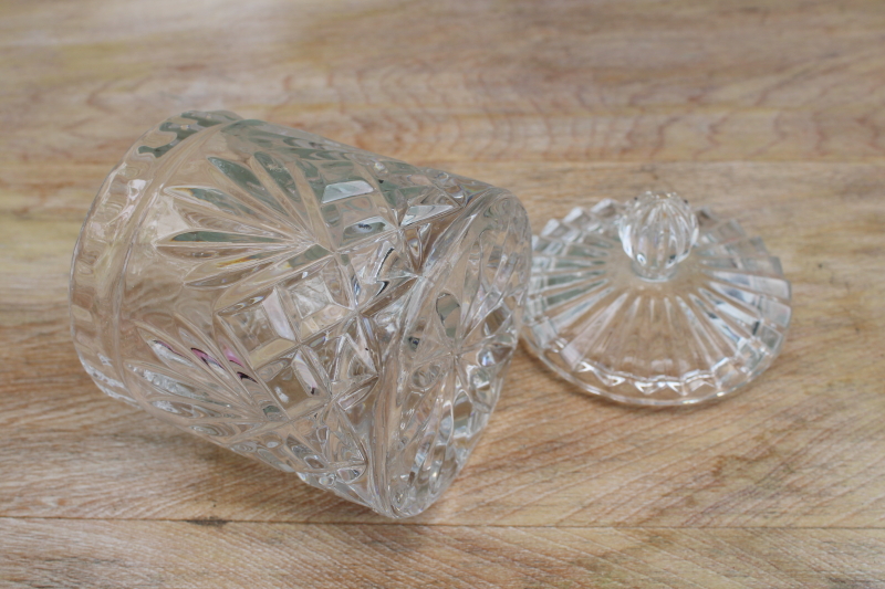 photo of Zajecar Yugoslavia label lead crystal candy jar or humidor, vintage glass canister w/ lid #4
