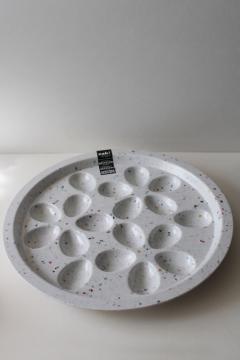 catalog photo of Zak confetti splatter melamine egg plate or deviled eggs tray, retro style