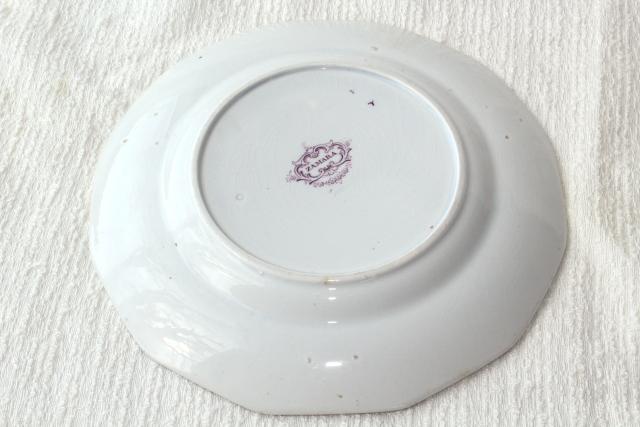 photo of Zamara purple transferware china plate, antique English ironstone Francis Morley mid 1800s vintage #6