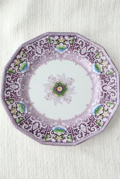 catalog photo of Zamara purple transferware china plate, antique English ironstone Francis Morley mid 1800s vintage