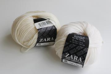 Zara extra fine merino superwash wool yarn, ivory or cream two different dye lots 